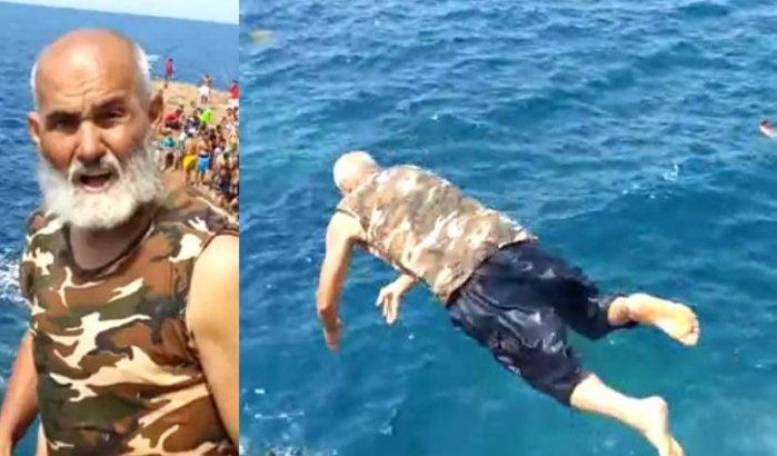 Hadj in Marokko springt van 10 meter hoge rots in zee 