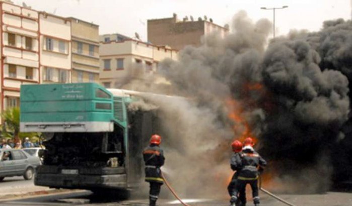 Lijnbus verwoest door brand in Casablanca