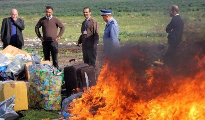 Politie Tetouan verbrandt 24 ton drugs