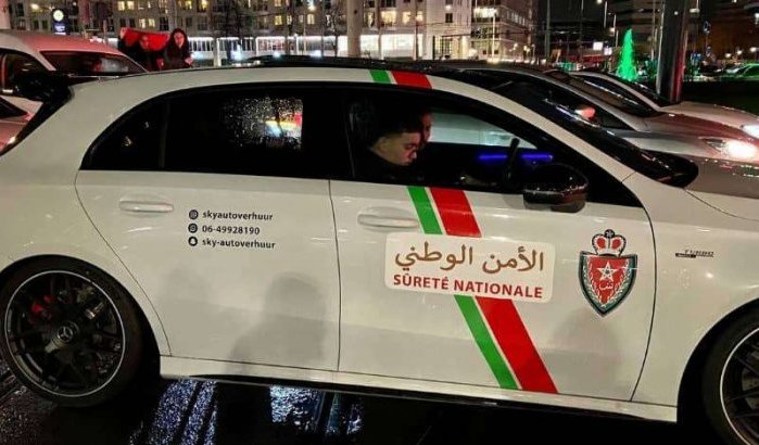Marokkaanse politiewagen viral na Marokko-Spanje in Rotterdam