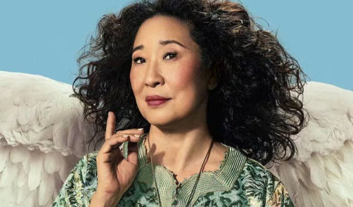 Sandra Oh schittert in vintage kaftan op filmaffiche 'Good Fortune' 