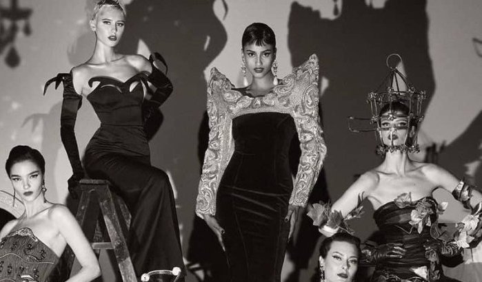 Marokkaans topmodel Imaan Hammam poseert voor Moschino