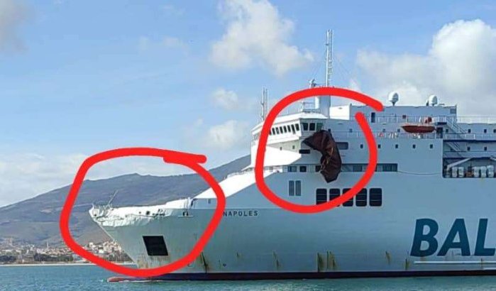 Aanvaring tussen veerboot Balearia en containerschip