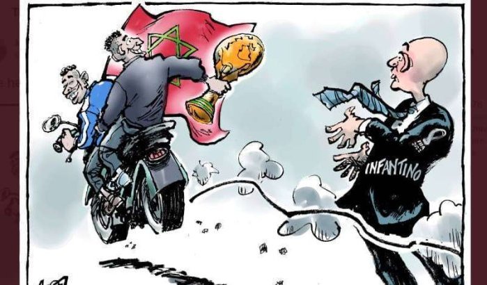 Ophef om Volkskrant-cartoon van Marokkanen die wereldbeker stelen 