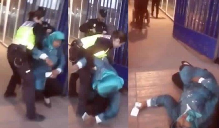 Marokkaanse met rolstoel op de grond gegooid door Spaanse agenten (video)