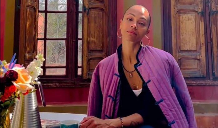 Actrice Zoe Saldana geniet van Marrakesh