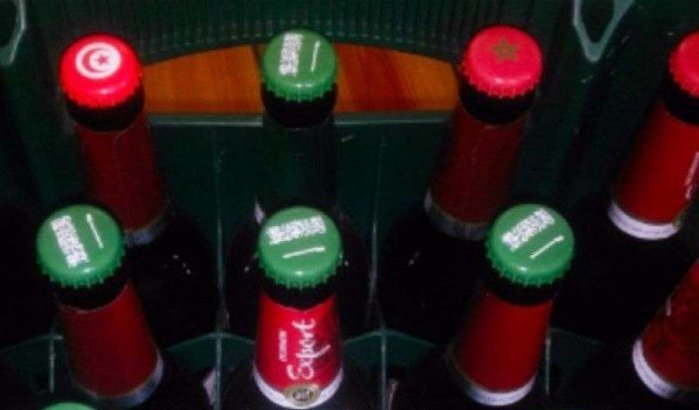 Marokkaanse vlag op bierflesjes in Duitsland
