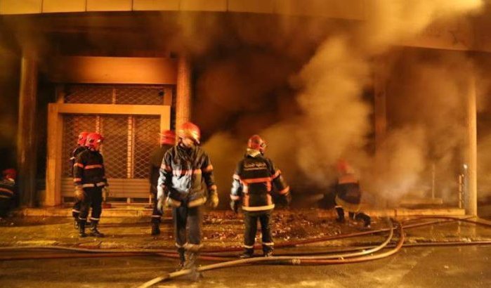 Grote brand bij Marokkaanse publieke omroep (foto's)