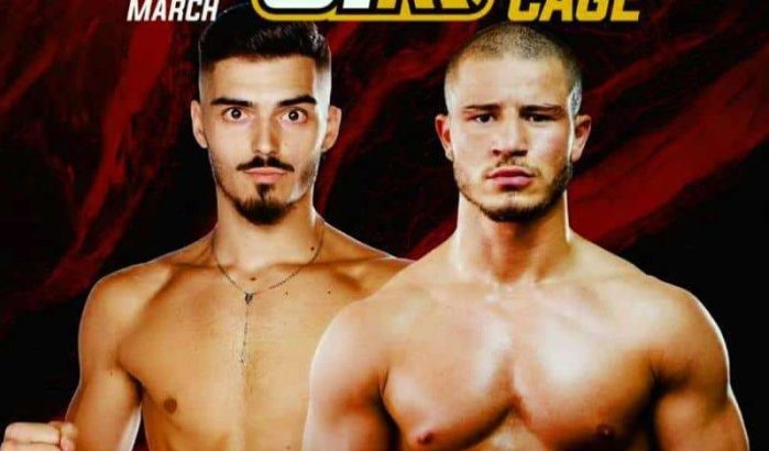 Nabil Haryouli vecht in maart tegen Nino Raia in Alkmaar