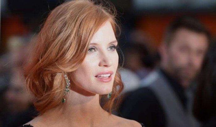 Amerikaanse actrice Jessica Chastain in Marokko voor film
