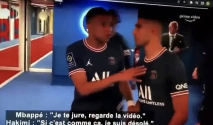 Kylian Mbappé kwaad op Achraf Hakimi (video)