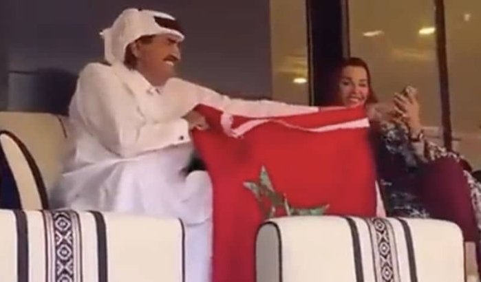 Koninklijke familie Qatar steunt Marokko op WK (video)
