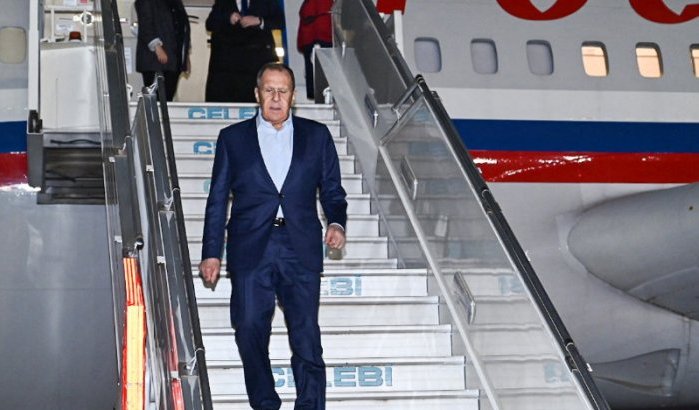 Vliegtuig Sergej Lavrov in Casablanca geland