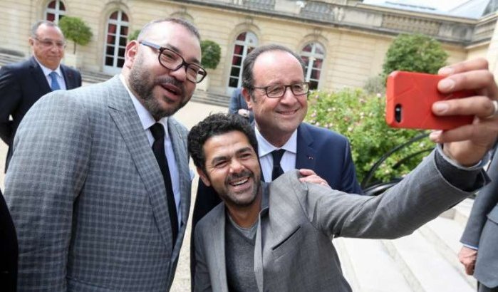 Jamel Debbouze maakt selfie met Koning Mohammed VI en de Franse president