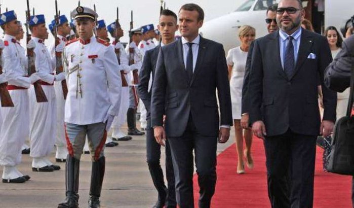 Aankomst Franse President Emmanuel Macron in Marokko (video)
