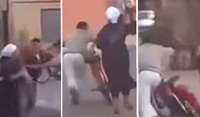 Marokkaan krijgt slaag van zijn vrouw en vlucht weg (video)
