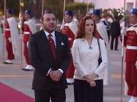 Mohammed VI en Lalla Salma verwelkomen president Gabon