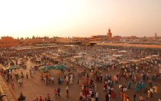 Marokkaanse Djemaa El Fna plein in 1974