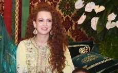 Prinses Lalla Salma in visrestaurant in Mdiq gezien