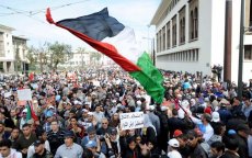 Honderden Marokkanen demonstreren voor Palestina