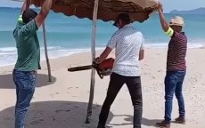 Kettingzagen tegen 'parasols van de rijken' in M'diq-Fnideq (video)