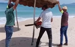 Kettingzagen tegen 'parasols van de rijken' in M'diq-Fnideq (video)