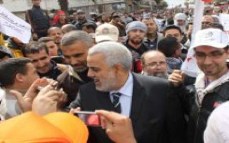 Abdelilah Benkirane op mars voor Palestina