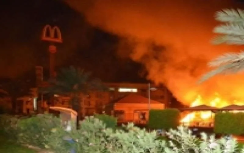 McDonald's Marrakech verwoest door een brand